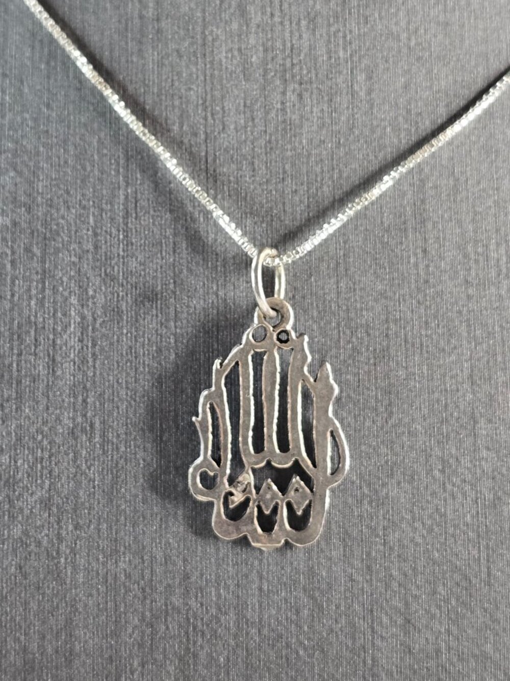 Vintage Estate Sterling Silver Islamic Muslim Allah Pendant Necklace 3.3g E3039